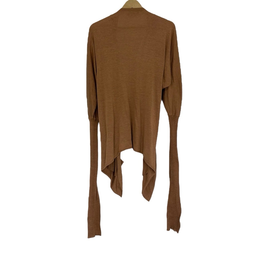 Yves Saint Laurent Size Medium Brown Silk Blend Puff Shoulder Cardigan Pockets - Picture 2 of 8
